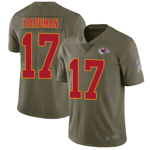 Men Kansas City Chiefs #17 Hardman Mecole Limited Olive 2017 Salute to Service Football Nike NFL Jersey